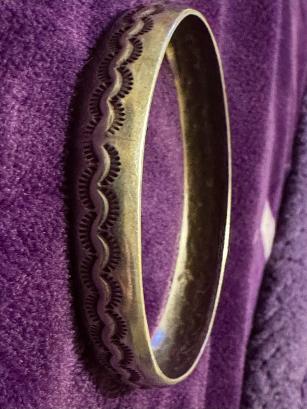 925 Sterling silverEtched Bangle Bracelet - Picture 2 of 5